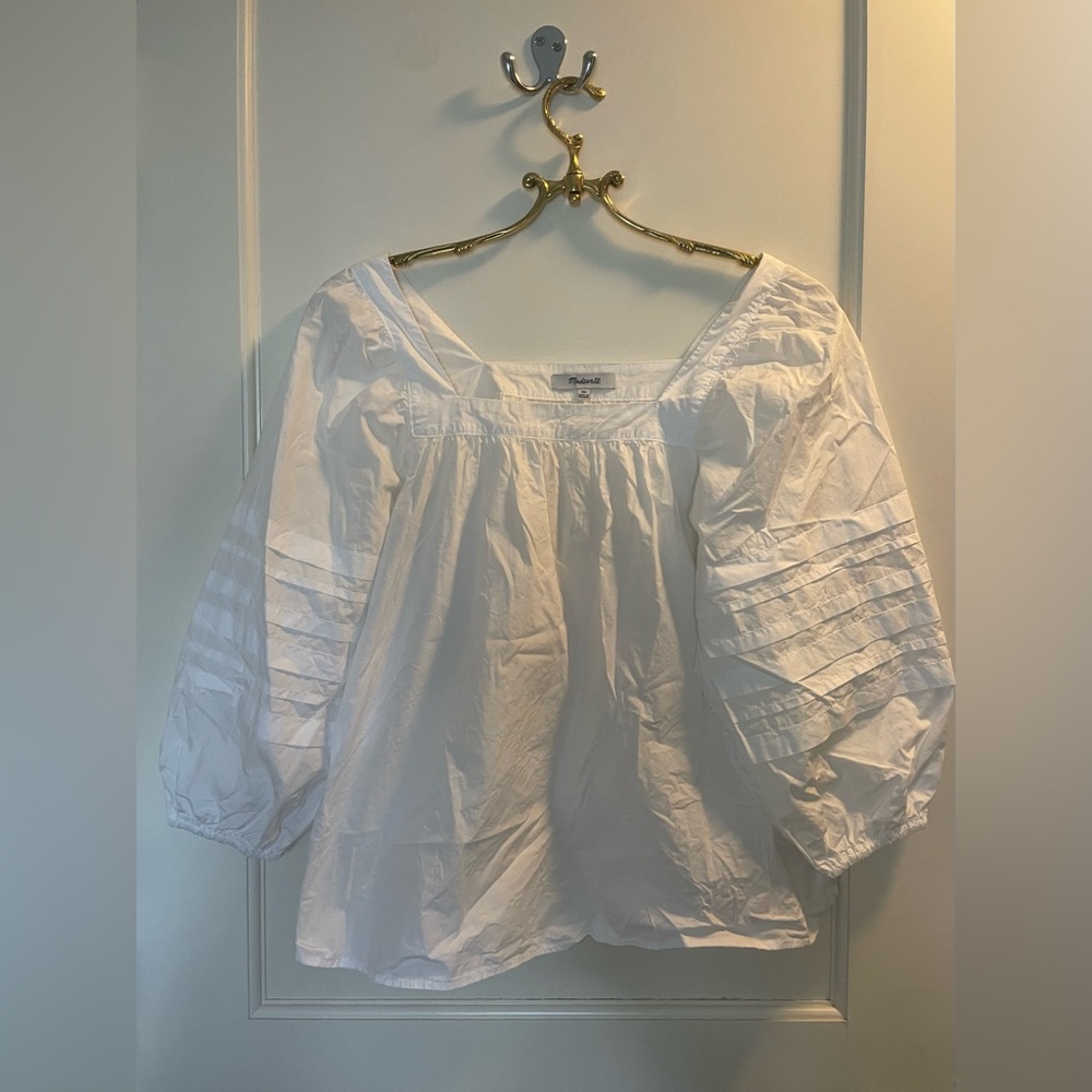 Madewell blouson statement sleeve white cotton size xs